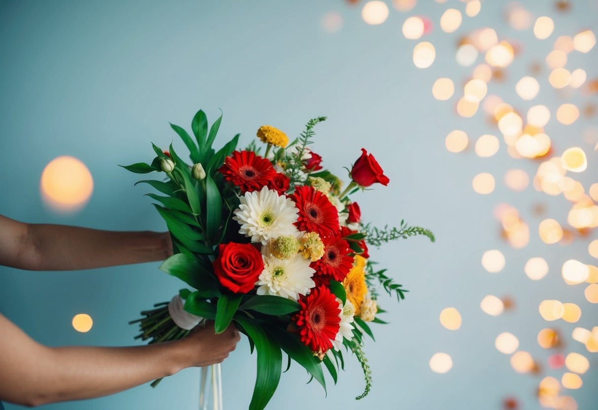 En glædelig fejring med en buket friske blomster leveret med kærlighed